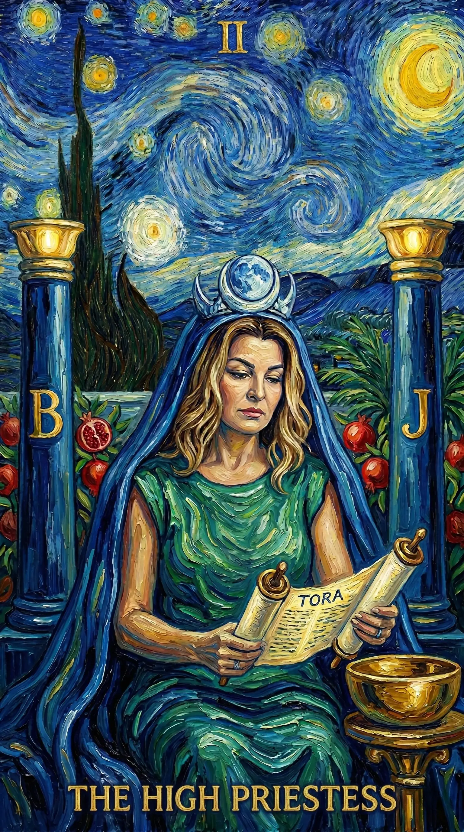 Van Gogh Starry Night stilinde tarot kartı